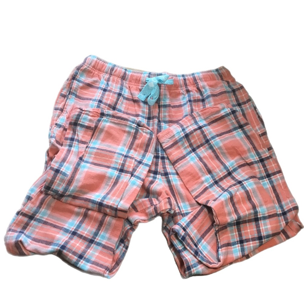 Columbia Coral, Teal & Navy Plaid Flannel Pajama Bottoms